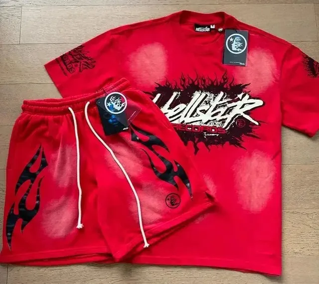 Hellstar Shorts and Tee Set Flame Print
