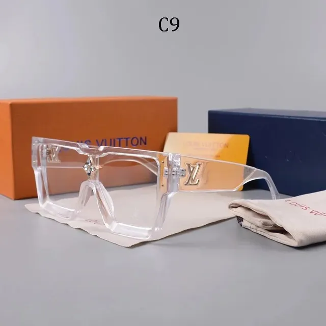 Louis Vuitton Square Sunglasses Transparent Frame with Gold LV