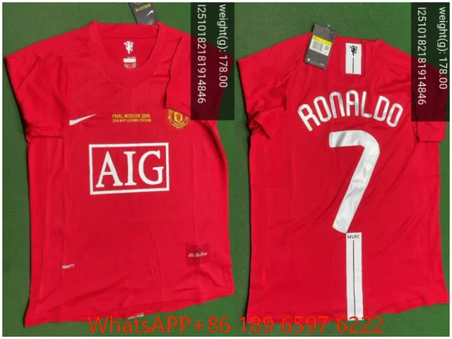 Nike Manchester United 2008 Champions League Final Jersey AIG Sponsor