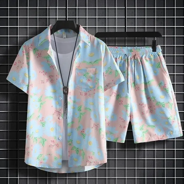 Floral Print Short Set Pastel Daisy Print