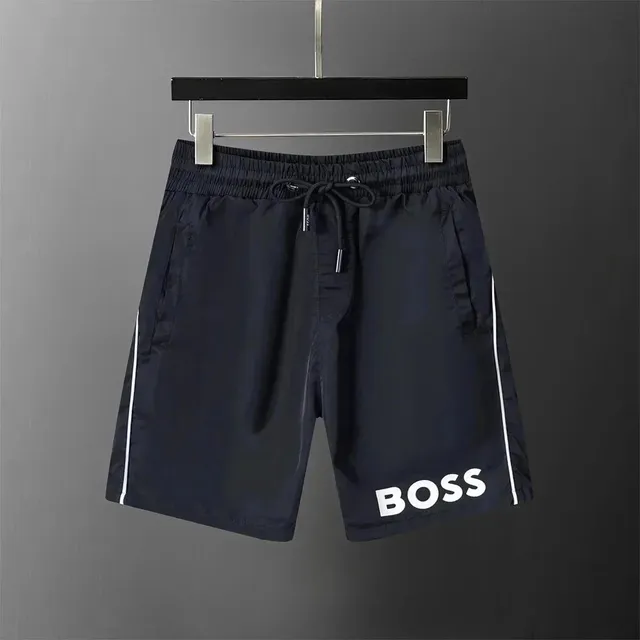 Hugo Boss Logo Shorts Navy with White Stripe