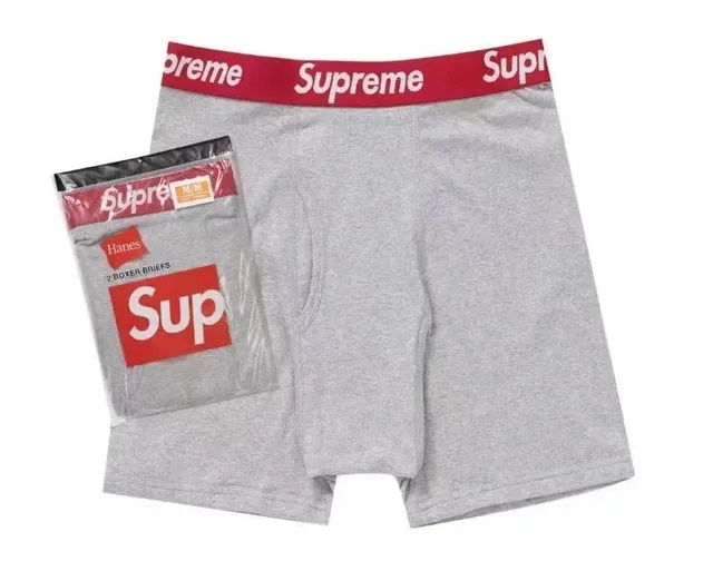 Supreme Boxer Briefs Heather Grey with Red Waistband