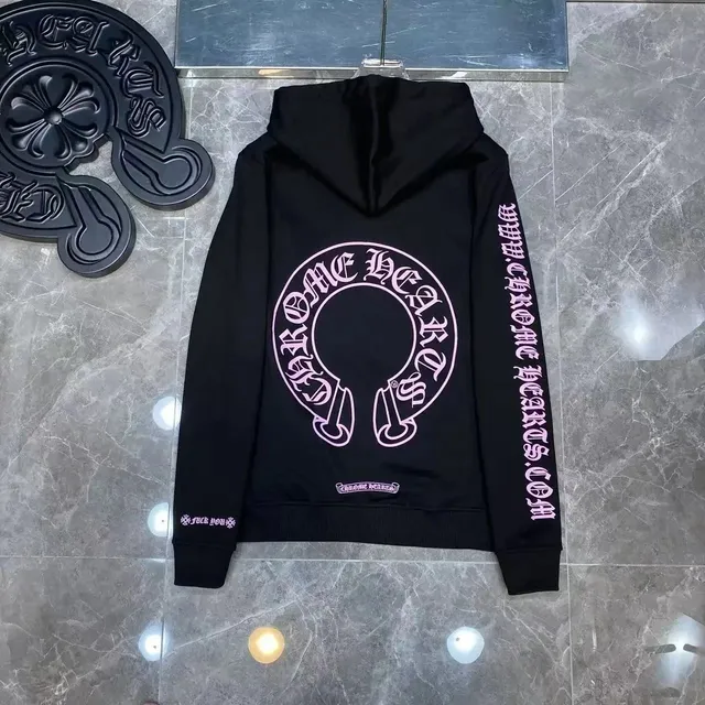 Chrome Hearts Hooded Sweatshirt Pink Logo Print