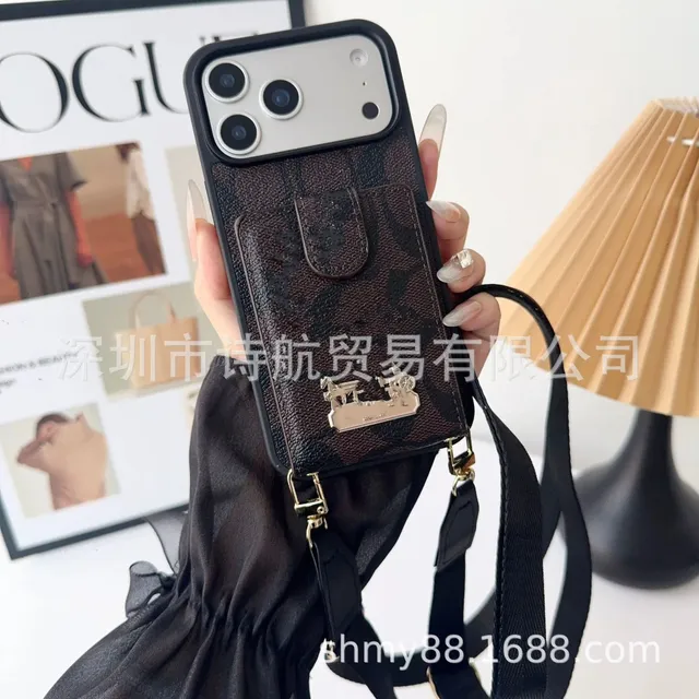 Coach Phone Crossbody Case Signature Print with Horse and Carriage Charm