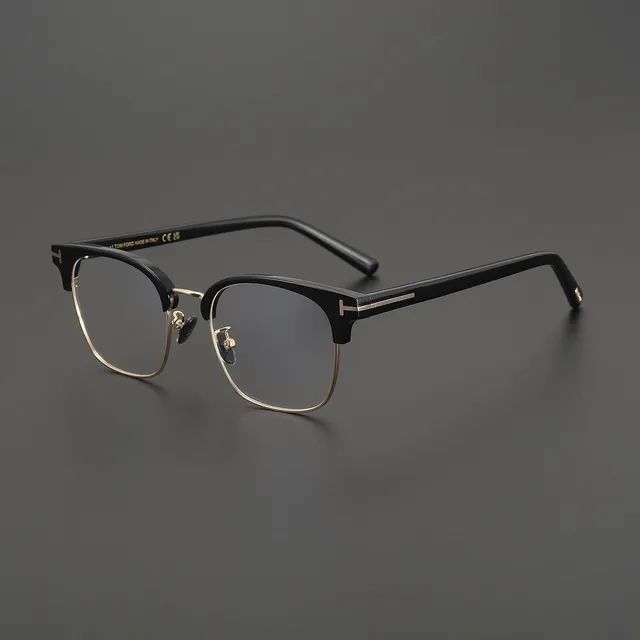 Tom Ford Clubmaster Black Acetate with Gold Accents