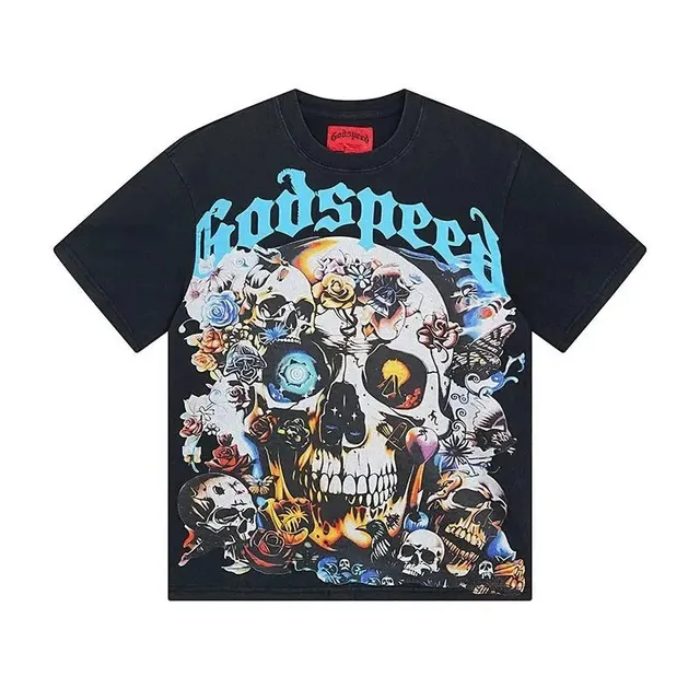 Godspeed Skull Graphic Tee Floral Skull Print