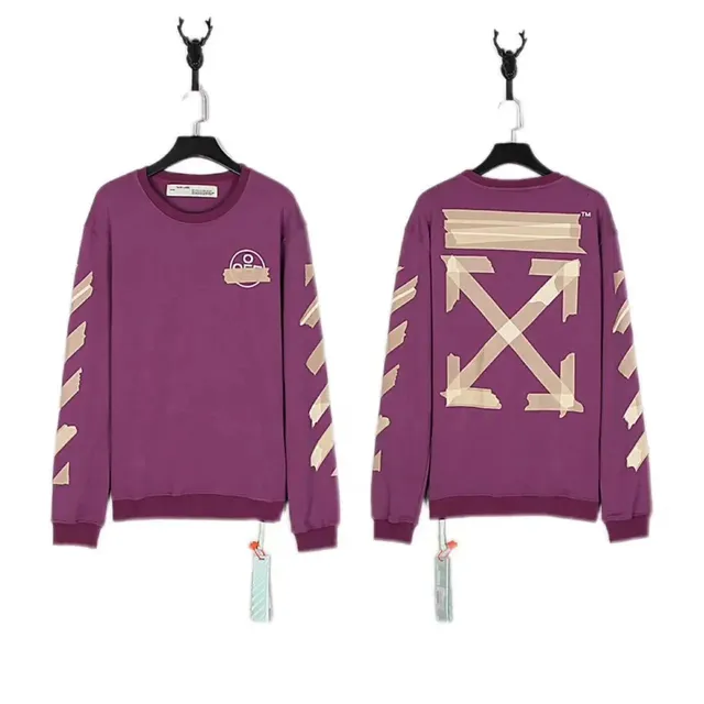 Off-White Cotton Crewneck Sweatshirt Tape Print