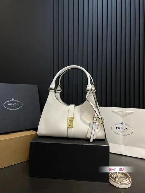 Prada Hobo Bag Smooth Leather with Gold Hardware