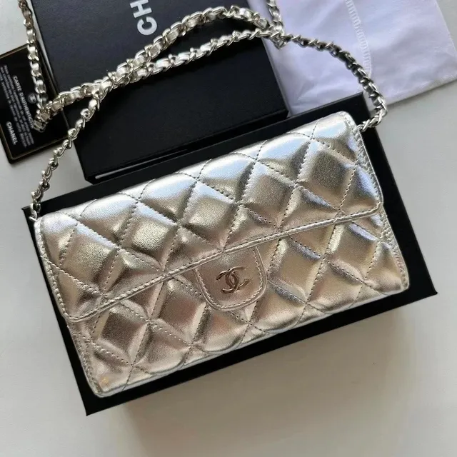 Chanel Classic Flap Wallet on Chain Quilted Metallic Lambskin