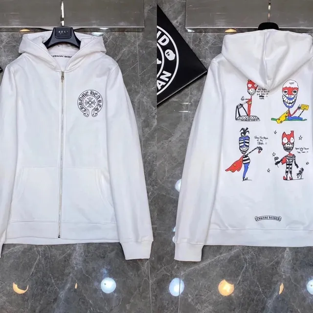 Chrome Hearts Zip-Up Hoodie Cartoon Print