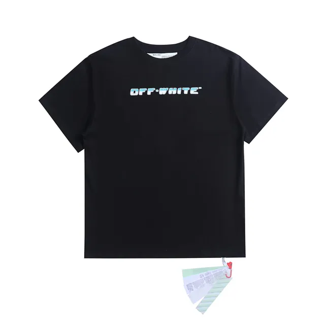 Off-White Logo Tee Ice Blue Outline