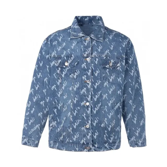 Balenciaga Denim Jacket All-Over Logo Print