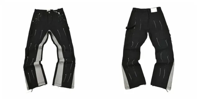 Denim Tears Distressed Cargo Jeans Paint-Splatter & Panelled