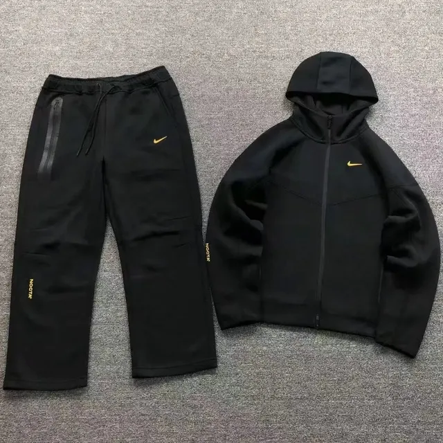 Nike × NOCTA Tech Fleece Hoodie and Joggers Black with Gold Swoosh