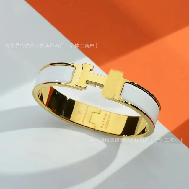 Hermès Clic H Bracelet White Enamel