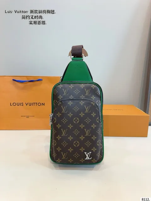Louis Vuitton Sling Bag Monogram Canvas with Green Trim