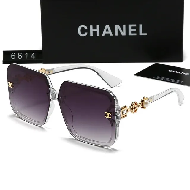 Chanel Square Sunglasses Crystal Frame with Pearl Detail