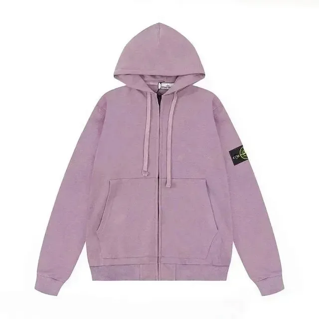 Stone Island Zip-Up Hoodie Solid Purple