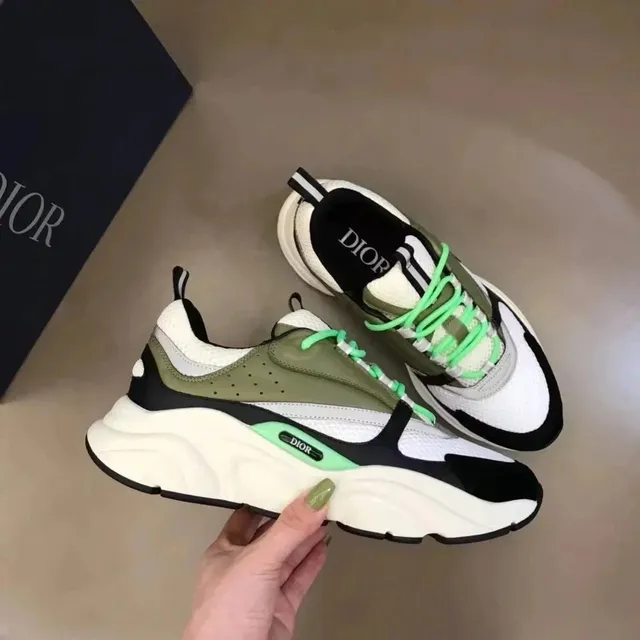 Dior B23 Low Olive Green and Neon Lime