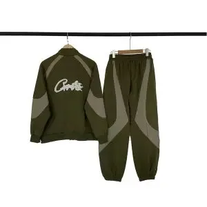 Corteiz Track Suit Olive Green with Grey Panels