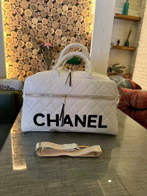 Chanel Quilted Duffel Bag Logo Print