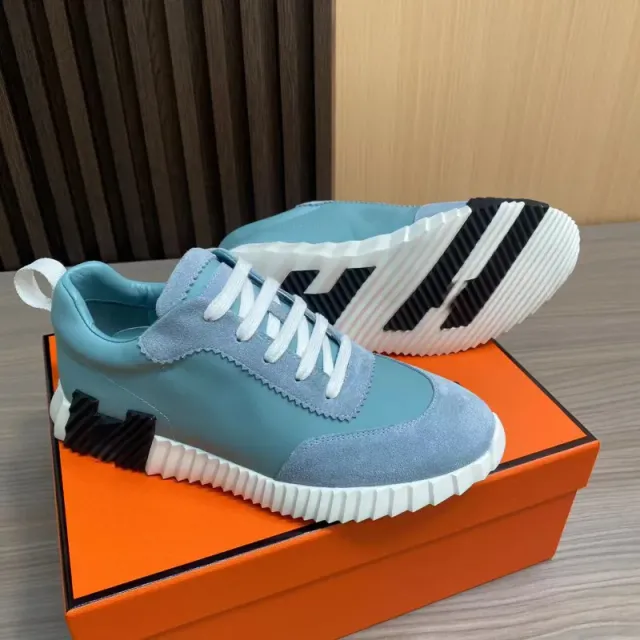 Hermès H-Stripes Sneaker Blue Suede and Leather