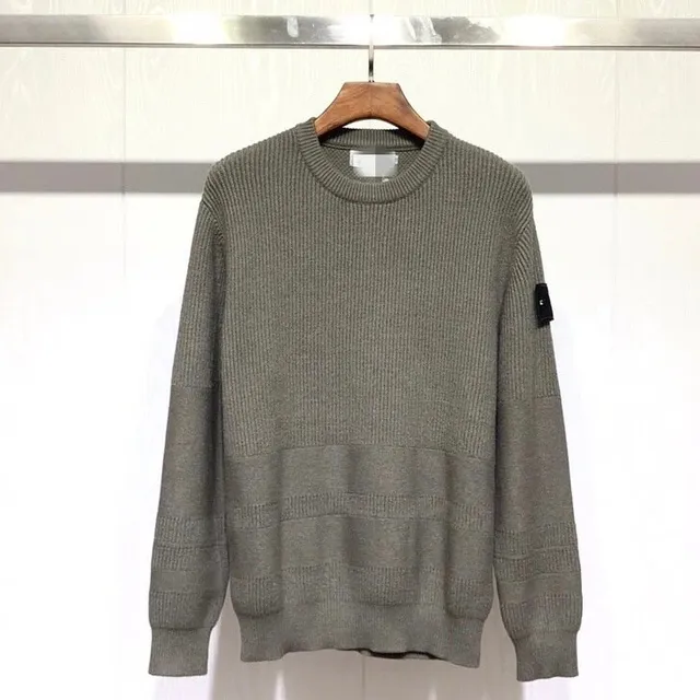 Stone Island Ribbed Crewneck Sweater Olive Grey