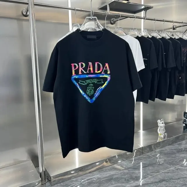 Prada Logo Tee Iridescent Triangle Print