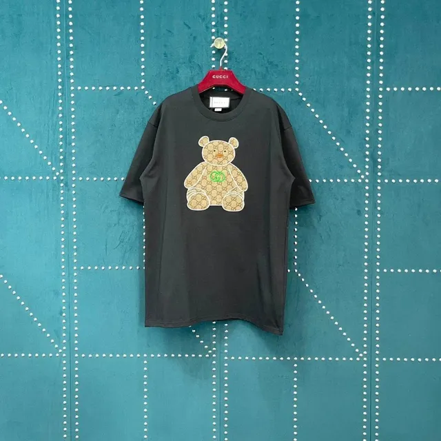 Gucci Bear Graphic T-Shirt GG Monogram Bear Appliqué
