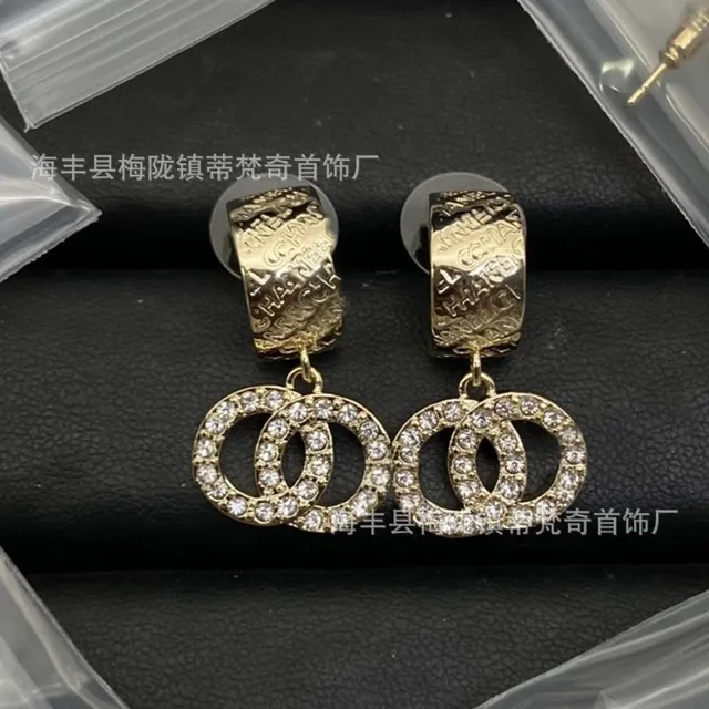 Chanel CC Hoop Earrings Crystal-Embellished