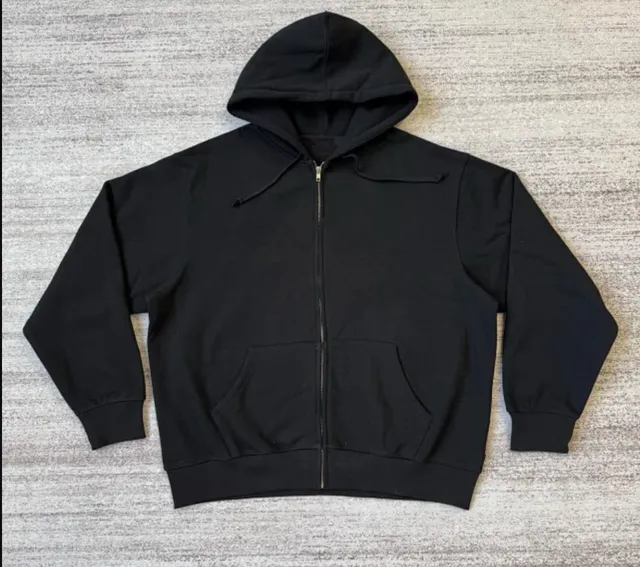 Zip-Up Hoodie Solid Black