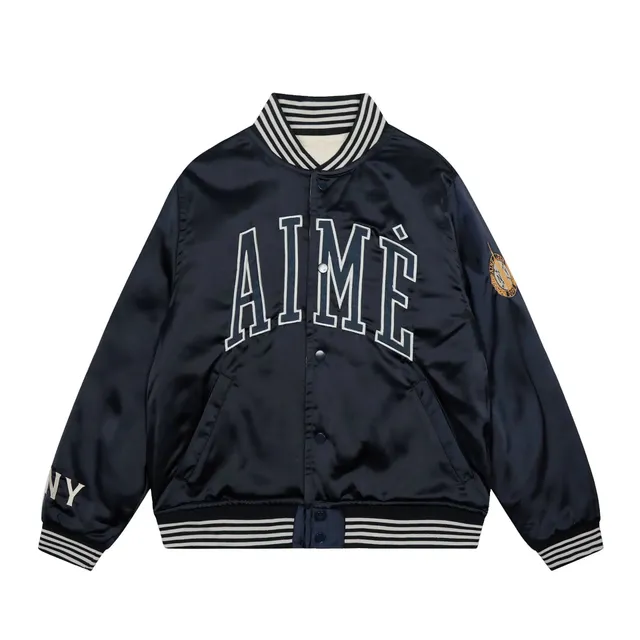 Aimé Leon Dore Varsity Jacket Navy with Cream Lettering