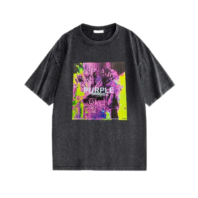 Graphic Tee Acid Wash with Purple Print