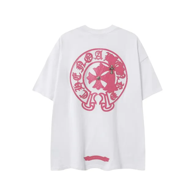 Chrome Hearts Cross Logo Tee Pink Embroidered Cross
