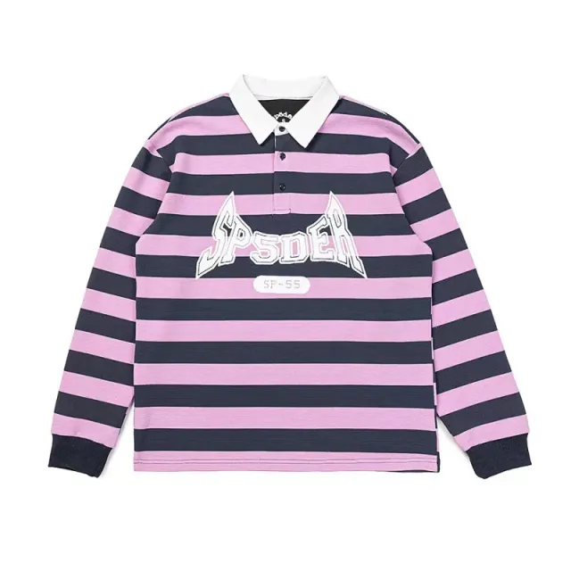 Sp5der Long Sleeve Polo Striped Logo