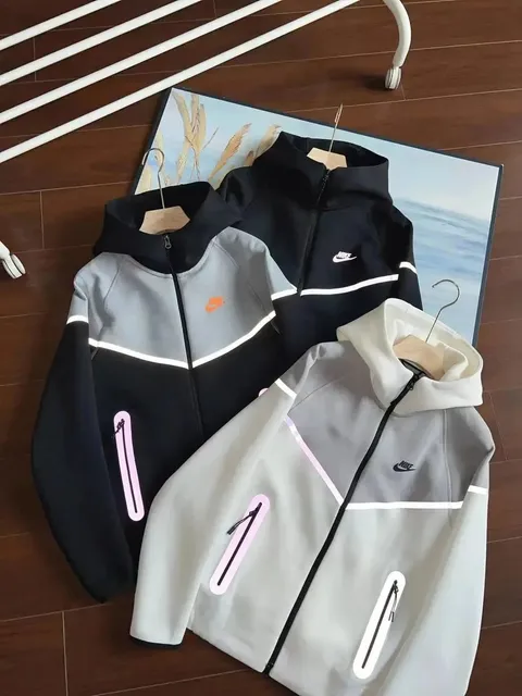Nike Tech Fleece Hooded Jacket Reflective Stripe Grey/Black