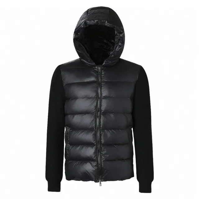 Moncler Hooded Puffer Jacket Knit Sleeve