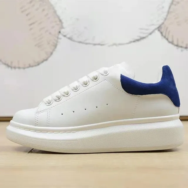 Alexander McQueen Oversized Sneaker White with Navy Suede Heel Tab