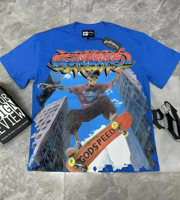 Godspeed Graphic Tee Skate Skeleton Print