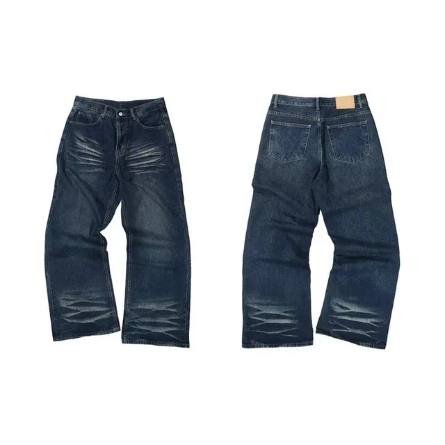 Straight-Leg Jeans Distressed Wash