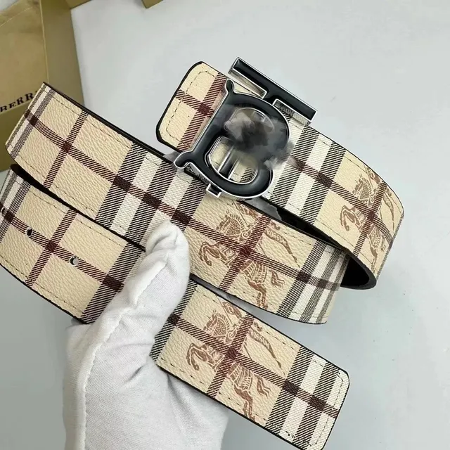 Burberry Check Print Belt Equestrian Knight Logo