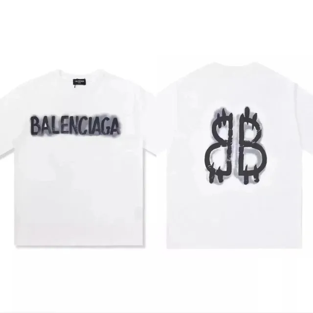 Balenciaga Logo Print T-Shirt Spray-Paint Effect