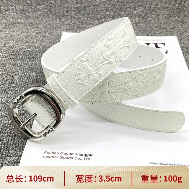 Chrome Hearts Embossed Leather Belt Cross Motif