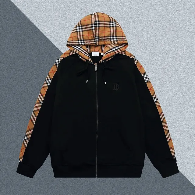 Burberry Zip-Up Hoodie Checkered Sleeve