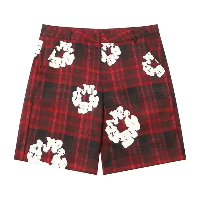 Denim Tears Plaid Shorts Wreath Print