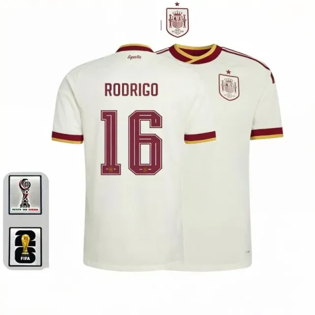 Spain away jersey, number 16 with captain's armband