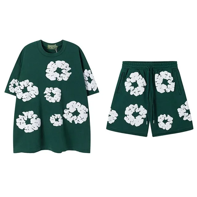 Short-Sleeve Tee and Shorts Set Cloud Print