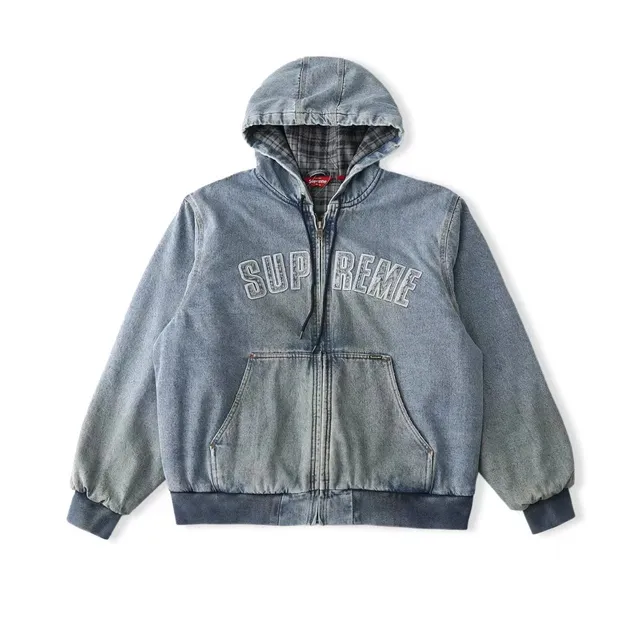 Supreme Denim Hooded Jacket Washed Blue