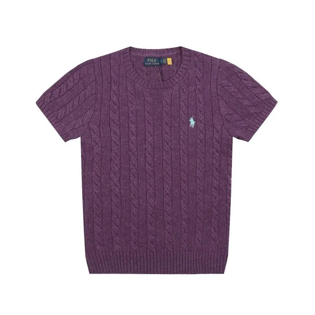 Polo Ralph Lauren Cable Knit Short-Sleeve Sweater Lavender