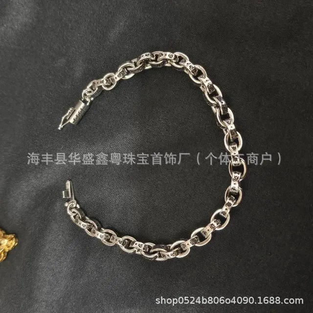 Chrome Hearts Chain Bracelet Oval Link with Engraved Details